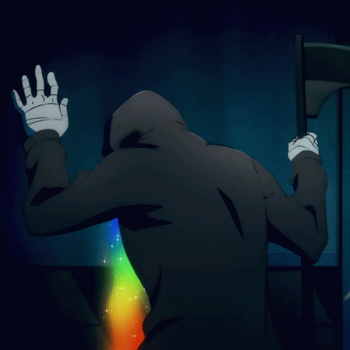 Grim Reaper Holding Scythe With Rainbow GIF