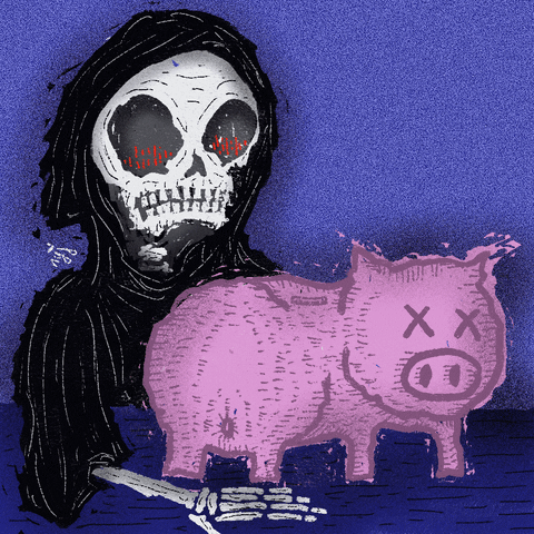 Grim Reaper Piggy Bank GIF