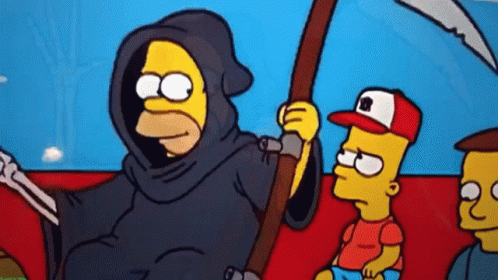 Grim Reaper Pointing at Camera Saying I Want to Kiss You