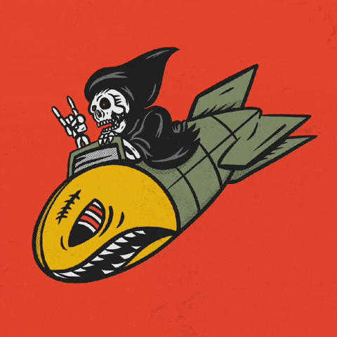 Grim Reaper Riding Rocket GIF
