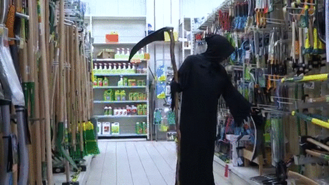 Grim Reaper Shopping Blade For Scythe GIF