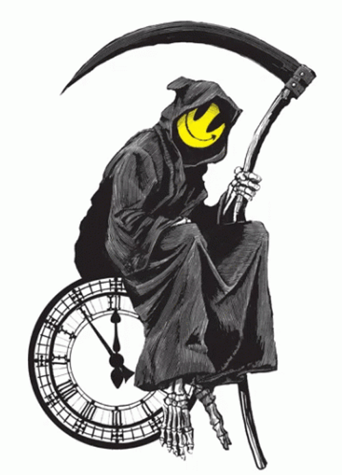 Grim Reaper Sitting In Big Ben GIF