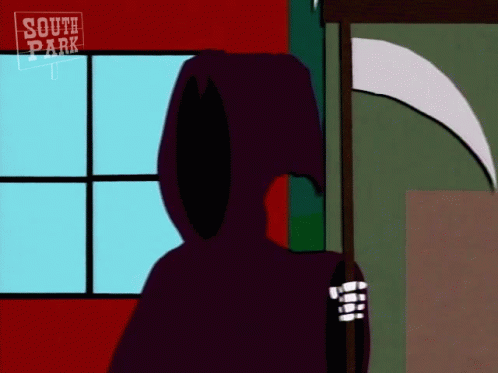 Grim Reaper Standing In Front of South Park Window