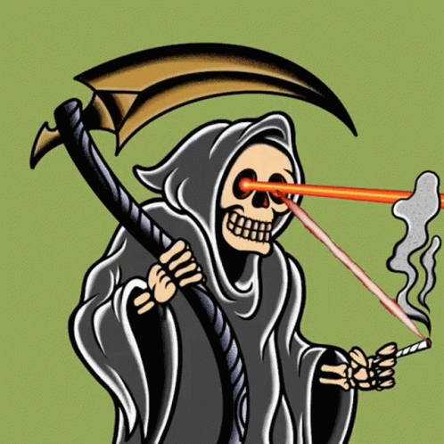 Grim Reaper With Scythe and Cigarette