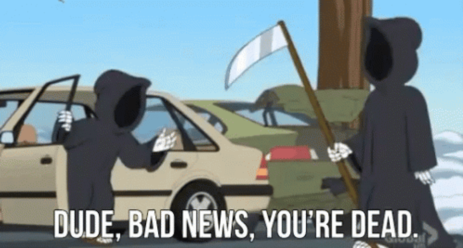 Grim Reapers Meeting Bad News You're Dead GIF