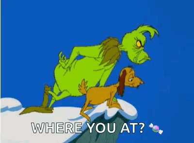 Grinch and Dog on Snowy Hill