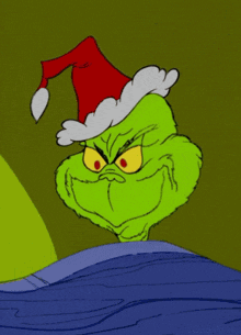 Grinch Cartoon Wearing Santa Hat