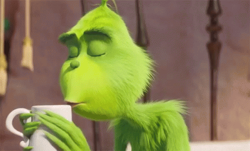 Grinch Drinking Cafe GIF