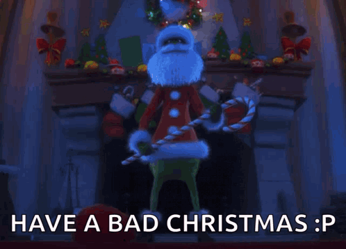 Grinch Holding Candy Cane Saying Have A Bad Christmas GIF