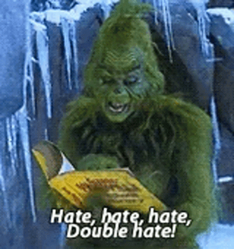 Grinch Reading Book Saying Hate
