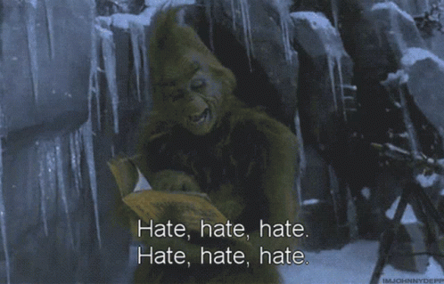 Grinch Reading Book Saying Hate