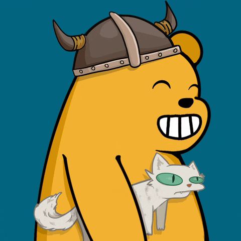 Grinning Bear With Happy Cat Meme GIF