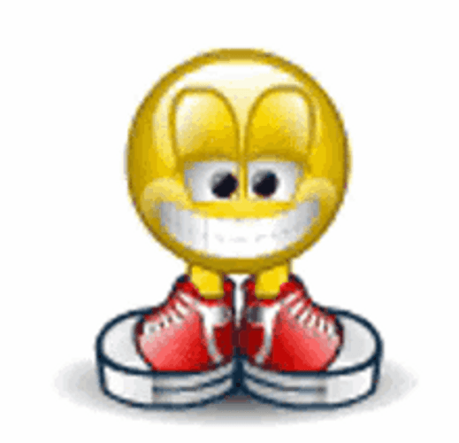 Grinning Emoji Dancing With Red Shoes GIF