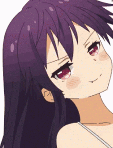 Grinning Girl Anime Eye Brows Raising GIF