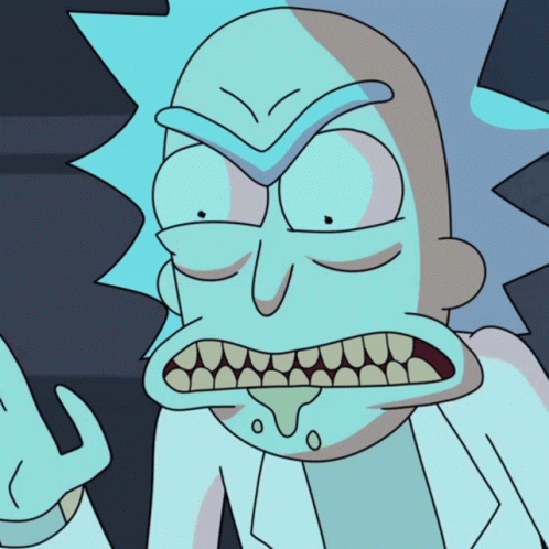 Grithing Teeth Rick Typing Meme GIF