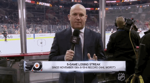 Gritty Hilariously Jumps At Reporter GIF