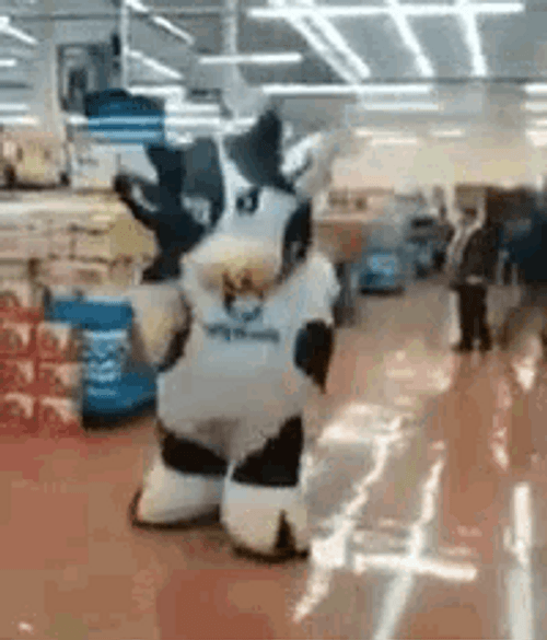 Grocery Cow Mascot Dancing GIF