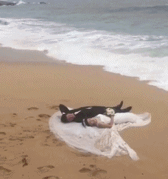 Groom And Bride Beach Pictorials GIF