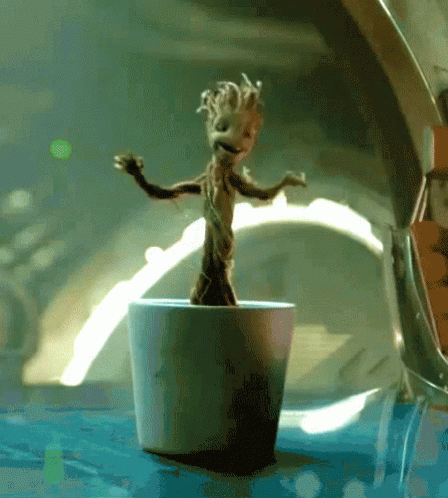Groot Dancing in White Pot