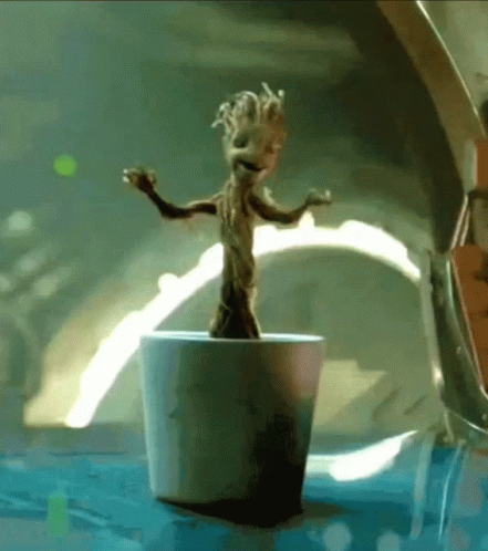 Groot Dancing In White Pot GIF