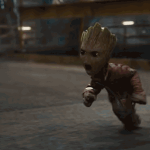 Groot Running Down Street GIF