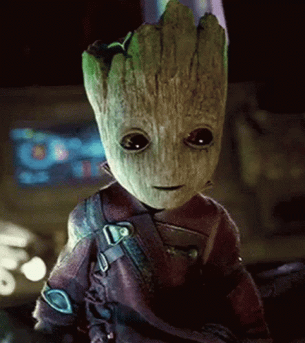 Groot Wearing Leather Jacket And Wooden Mask GIF