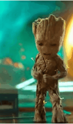 Groot From Guardians Of The Galaxy Standing With Eyes Closed GIF
