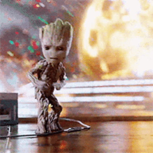 Groot Standing Before Explosion GIF