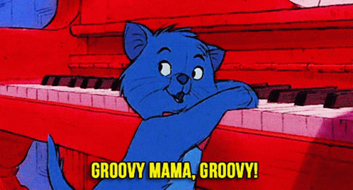 Blue Cat On Piano Groovy Mama Groovy GIF