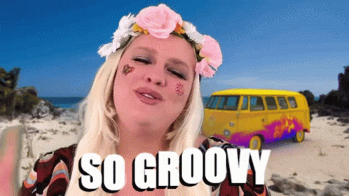 Hippie Girl With Van So Groovy GIF