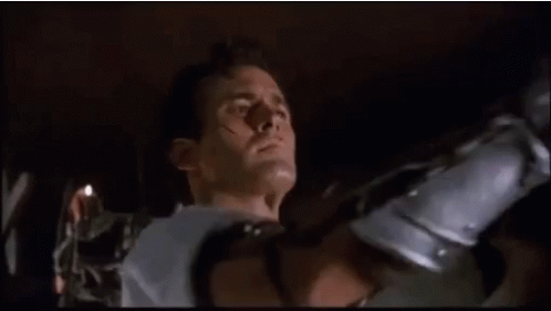 Bruce Campbell With Iron Hand Groovy GIF