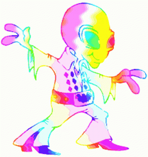 Groovy Colorful Alien Dancing GIF