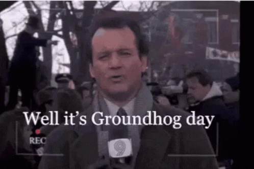 Groundhog Day Bill Murray Reporting GIF