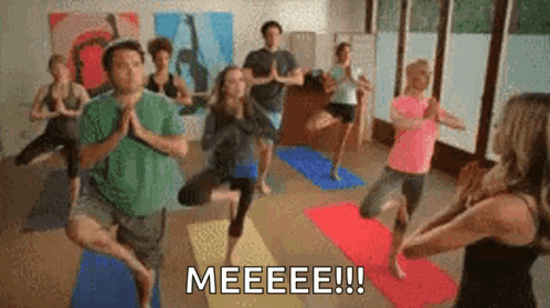 Group and Woman Doing Yoga