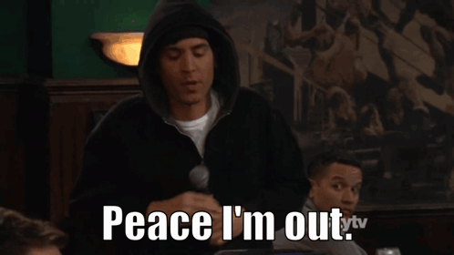 Group At Restaurant Saying Peace I'm Out GIF