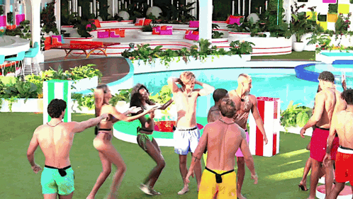 Group Dancing by Pool