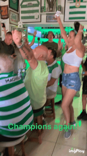 Group Dancing In Bar Champions Again GIF