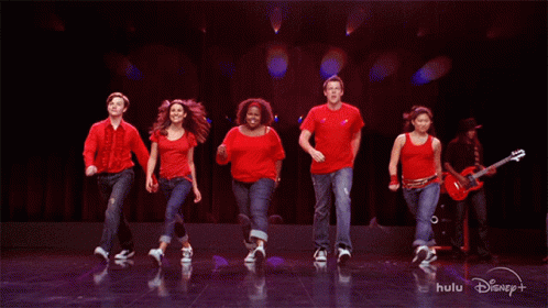 Group Dancing on Stage With Hulu Disney+