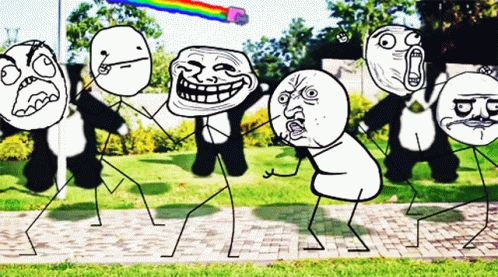 Group Dancing Troll Face Meme GIF