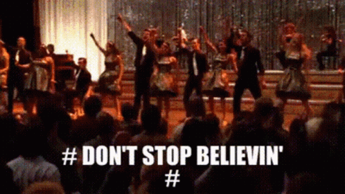 Group Dancing With Don't Stop Believin Text