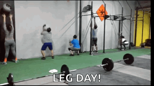 Group Doing Leg Day in Gym