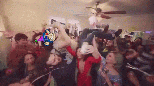 Group Having Party With Sign Saying The Cup