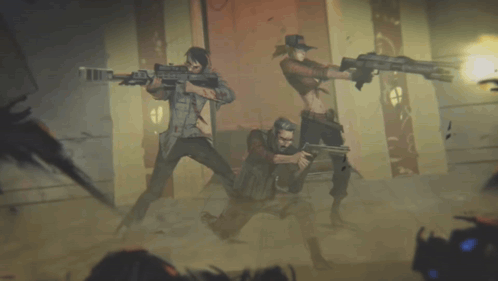 Group Holding Guns in Video Game