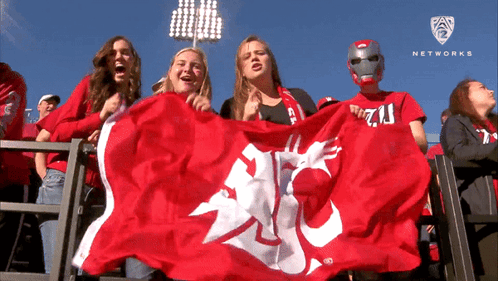 Group Holding Red Flag With Networks