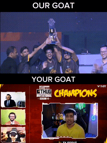 Group Holding Trophy Our Goat Your Goat Champions