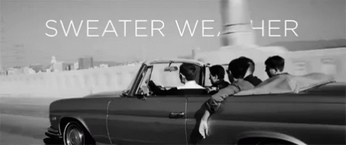 Group in Car Saying Sweater We Her