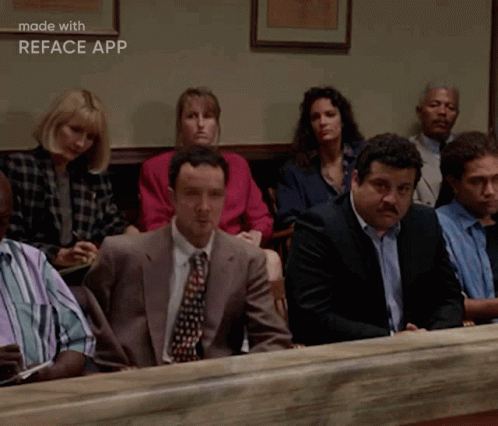 Group In Courtroom Made With Reface App GIF