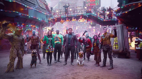Group in Front of Guardians of the Galaxy Sign