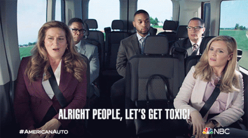 Group in Van Saying Alright People Let's Get Toxic