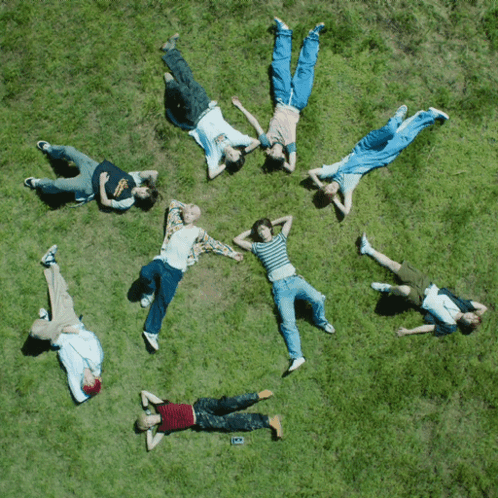 Group Laying In Circle With California Shirt GIF